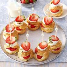 200/100/50/30/10 件白珍珠竹签，适用于水果、甜点、面包、居家、户外、野餐、烧烤、派对等。