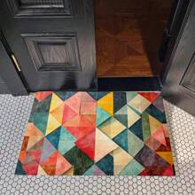1 Pc, American Retro And Elegant Design, Rectangular Line Geometric Design Color Matching, Suitable For Living Room, Bedroom, Kitchen, Bathroom, Bathroom, Entrance Door, Courtyard, Four-Season Soft Floor Mat, Home Decoration Gifts Birthday Graduation