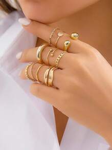 10pcs Stackable Knuckle Rings Set, Suitable For Women Teens Girls, Aesthetic Fashion Delicate Open-Band Medium Ring Sets, Medium Finger Ring Sets Jewelry Gifts