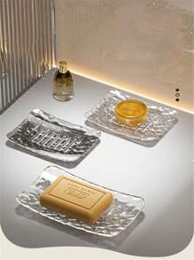 1 pieza Plato de jabón minimalista y lujoso, diseño simple y elegante, soporte de drenaje de jabón, adecuado para viajes, dormitorio, uso diario, decoración del baño del hogar, decoración de otoño, de vuelta a la escuela