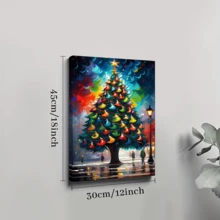 1pcs Christmas Tree Wall Art, Canvas Poster Print Wall Art For Bedroom, Living Room And Hallway, Ideal Gift For Home Decoration And Room Decor