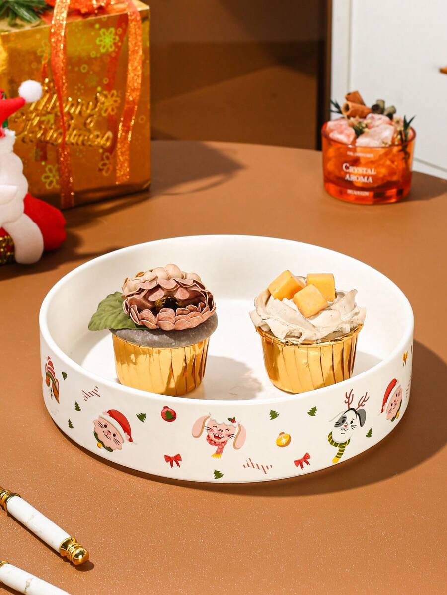 1 件圣诞陶瓷碗和盘子套装，厨具餐具盘碗，适用于谷物、蔬菜、肉类、意大利面、面包、水果、沙拉，适合户外、婚礼、派对、礼物、生日、圣诞节 - 彩色 - 查看 1