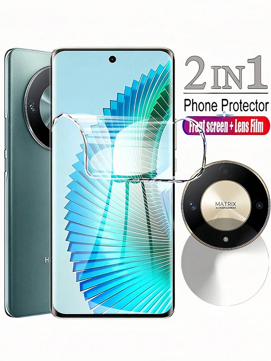 二合一全覆盖正面水凝胶软膜适用于荣耀/Galaxy/小米/红米/华为/屏幕保护膜后摄像头玻璃礼物生日、家人、朋友手机屏幕保护膜、手机配件