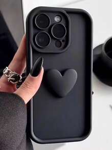 1 件可爱时尚 3D 心形纯色防震手机壳适用于 Apple iPhone 系列 TPU 防震糖果哑光 TPU 后壳