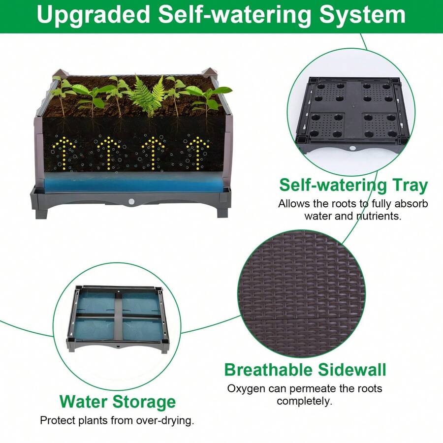 Raised Garden Bed Plant Growth Box With SelfWatering System For Garden