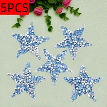 5pcs 4cm Shiny Star-Shaped Rhinestone Colorful Pentagram Diamond Stickers, Hot-Melt Resin Rhinestone Pattern Patches, DIY Shoes Bags Clothes Hot-Stamping Decorative Stickers - Silver - View 7