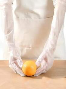 10/20/40 pièces Gants de bras jetables en PE, gants de ménage de cuisine étanches à rallonge longue avec cordon élastique