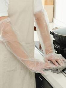 10/20/40 pièces Gants de bras jetables en PE, gants de ménage de cuisine étanches à rallonge longue avec cordon élastique