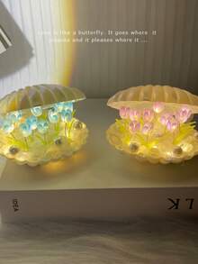 1 bộ đèn ngủ vỏ sò thời trang hình hoa tulip tự làm, đồ trang trí, quà tặng sáng tạo cho trẻ em, học sinh, ngày lễ tình nhân, giáng sinh, giáo viên - Đồ trang trí vỏ hoa tulip - Xem 11