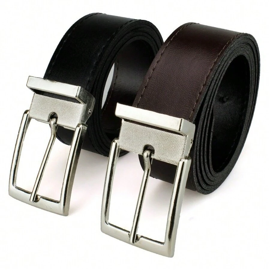 Kit 2 Men's Double-Sided Synthetic Social Belts 3.5 Cm Unmissable Offer - 套件 2 件 - 查看 1