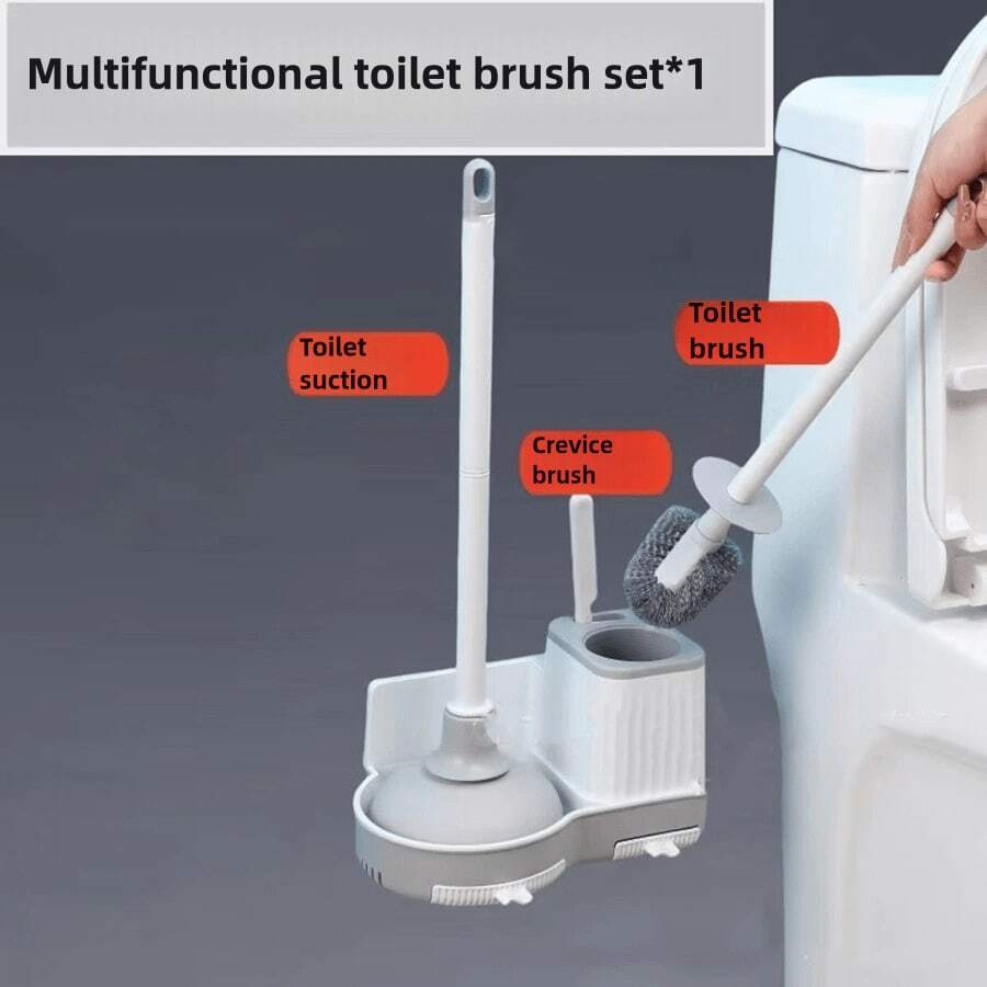 1 件符合人体工程学的长柄马桶刷，带 C 形头，塑料清洁刷 - 便携式、可重复使用、无需充电 - 用于深度清洁浴室和厕所角落 - 彩色 - 查看 1