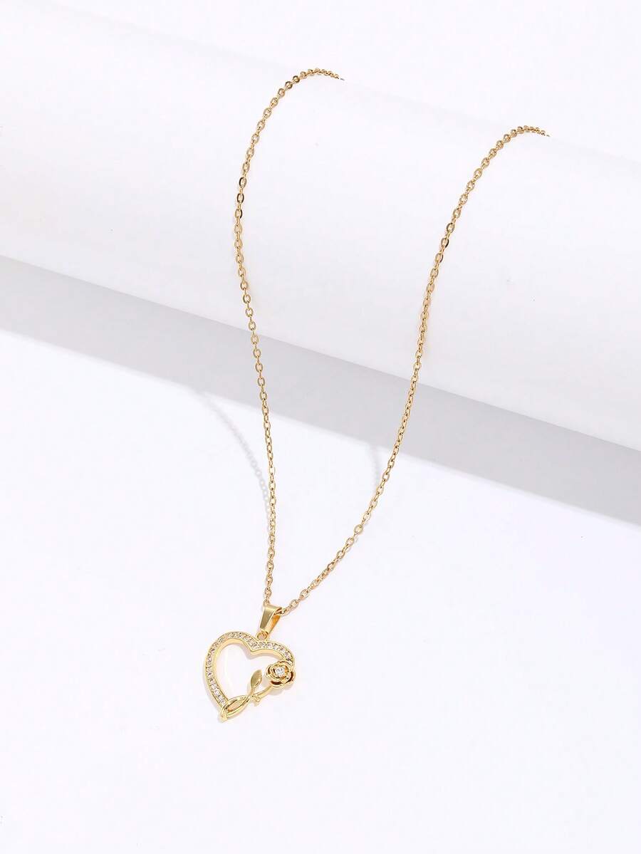 1 chiếc vòng cổ mặt trái tim hoa hồng Delicate Girl trang sức dự tiệc cho bé gái - Một cỡ - Xem 1