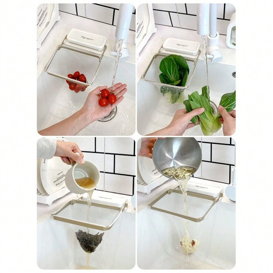 Folding Sink Strainer With Stand, Eliminates Clogging & Keeps Sink