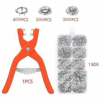 200 Sets Metal Snap Button Kit For Sewing, With Manual Pliers And Storage Box, Used For Diy Crafts, Clothing, Hats, Bags