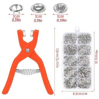 200 Sets Metal Snap Button Kit For Sewing, With Manual Pliers And Storage Box, Used For Diy Crafts, Clothing, Hats, Bags