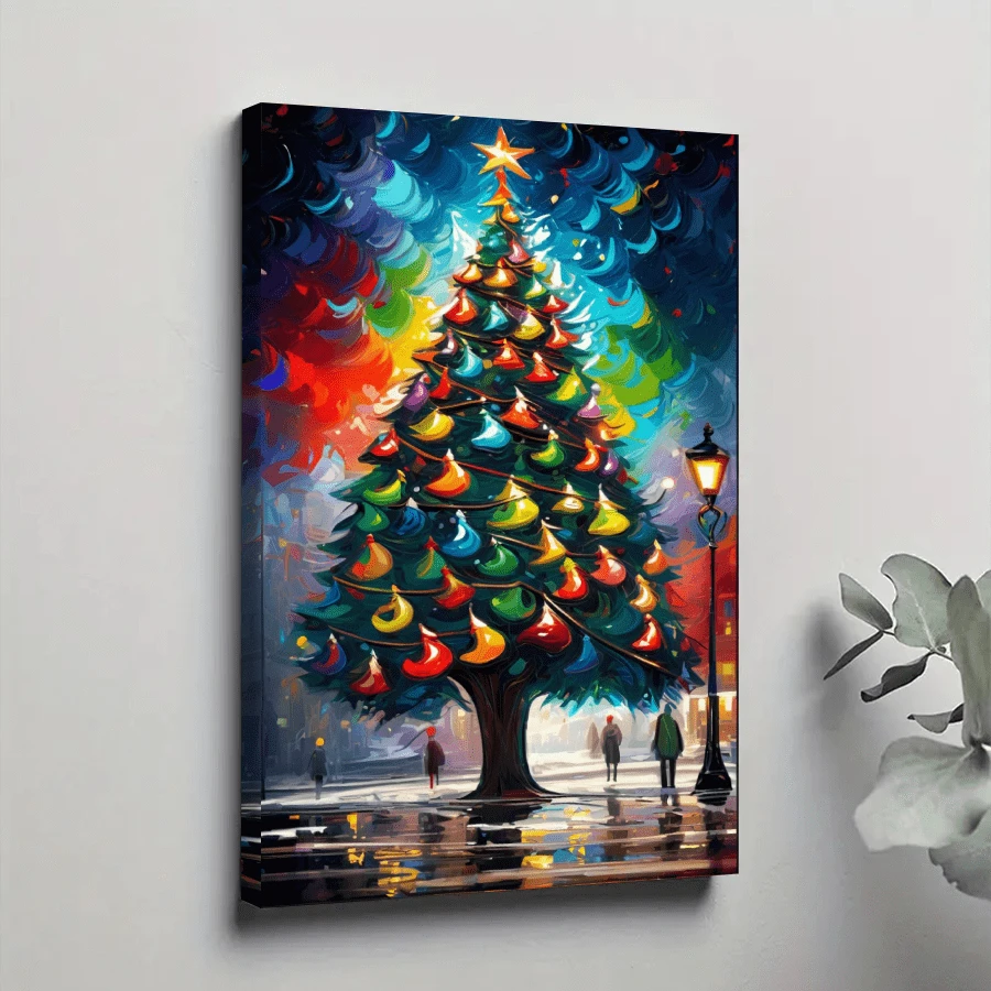 1pcs Christmas Tree Wall Art, Canvas Poster Print Wall Art For Bedroom, Living Room And Hallway, Ideal Gift For Home Decoration And Room Decor