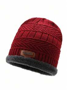 Cachecol e Gorro de Inverno com Gorro Quente Acolchoado Tricotado para Ciclismo ao Ar Livre, Gorro de Lã de Inverno para Homens, Gorro Puxado para Baixo, Gorro de Inverno