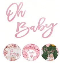 1 套木质婴儿标志婴儿派对横幅，适用于 1 岁生日背景，婴儿派对标志木制镂空托儿所装饰，婴儿派对横幅活动装饰，用于性别揭示背景，婴儿公告 - 彩色 - 查看 3