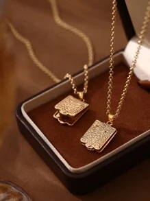 1 件心形小盒吊坠心形开合项链，适合日常佩戴、情人节礼物、友谊、周年纪念礼物（不包括主图中的礼品盒） - 花朵 - 查看 6