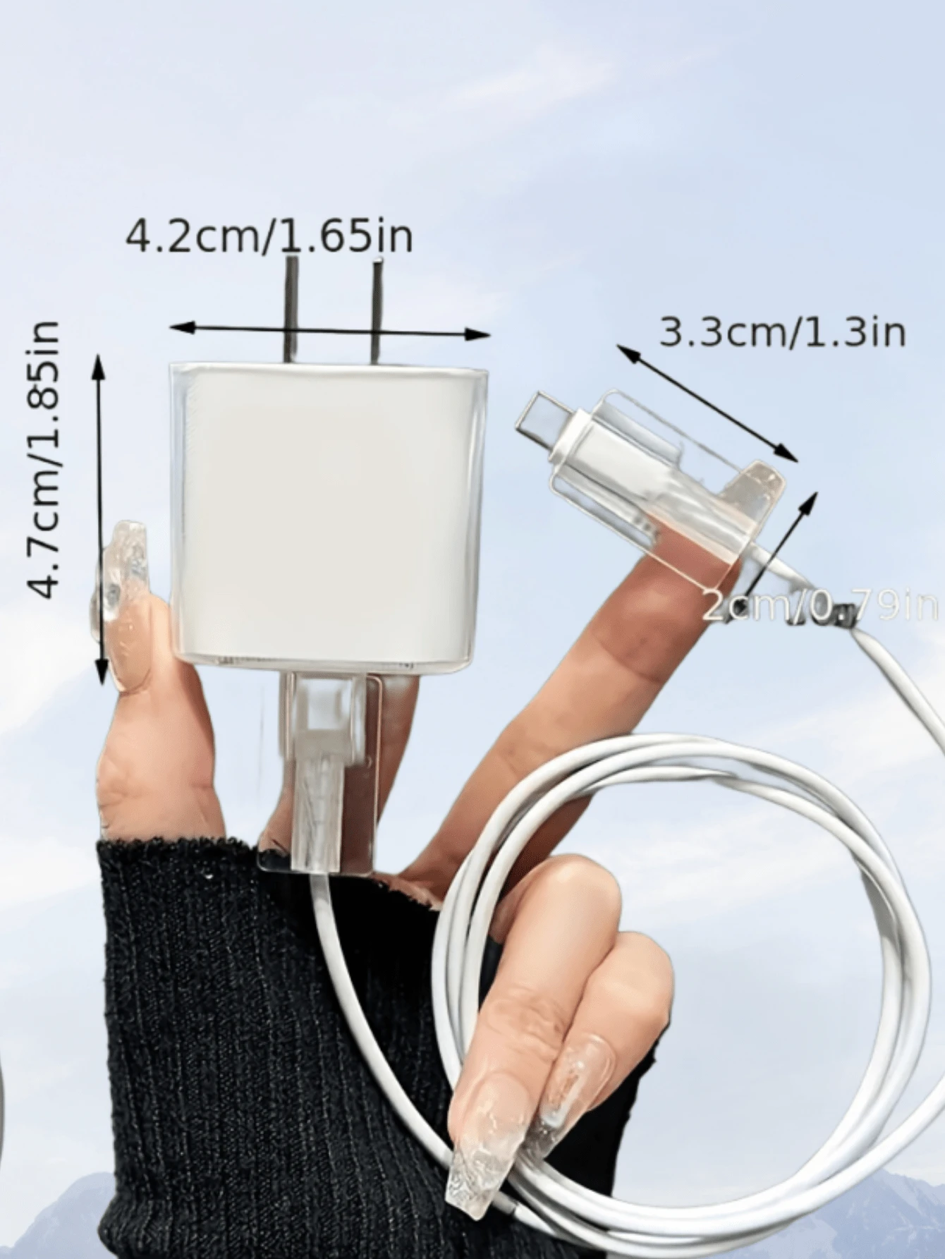 5 件黑色蝴蝶结充电器保护壳适用于 iPhone 11/12/13/14/15、18/20W 充电器保护器配件，送给男朋友/女朋友的礼物 - 彩色 - 查看 1