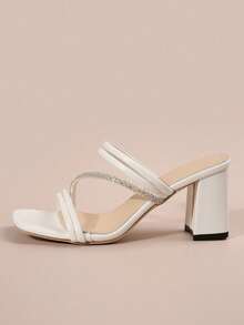 Dép sandal nữ kiểu Pháp Fairy, Giày cao gót đế thô mới cho mùa hè, quai mỏng, Dép sandal cao gót kiểu Fairy, Thích hợp cho các buổi hẹn hò, mua sắm, tiệc tùng, đi làm, công tác, tiệc chiêu đãi, tụ họp - trắng - Xem 8