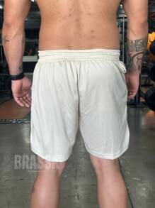 Men's 2 In 1 Dry Fit Lined Bermuda Shorts Gym Running Training With Elastane - 米色 - 查看 4