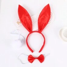 1 Set 3 Stück Plüsch Hasen Schwanz Karnevals Kostüm Set, Weiches 3-teiliges Zubehör Set, Weihnachtsball Zubehör Set, Party Atmosphäre Dekorations Set für Abschlussball und Halloween
