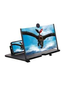 10 Inch Screen Magnifier For Cell Phone GeLar Screen Magnifier 3D Mobile Phone Magnifier With 3-4X Zoom For Movies Videos Games Foldable Phone Holder Original Immediate Shipping - 黑色 - 查看 2