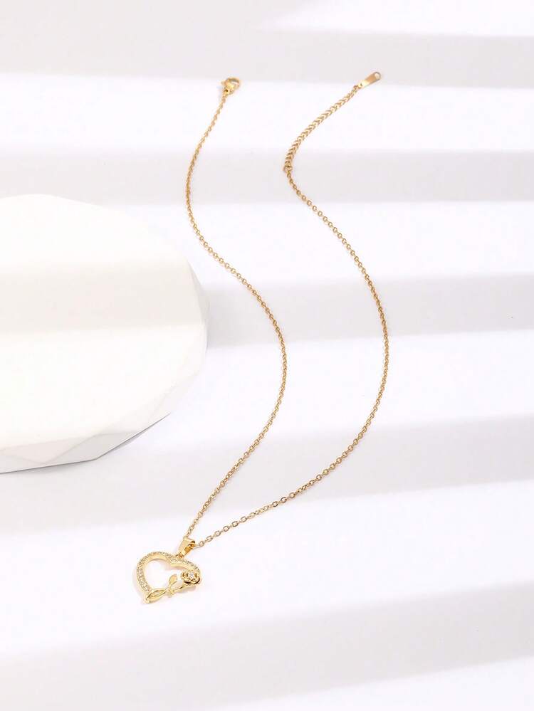 1 chiếc vòng cổ mặt trái tim hoa hồng Delicate Girl trang sức dự tiệc cho bé gái - Một cỡ - Xem 5