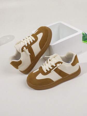 1 Pair Soft Bottom Anti-Skid Round Toe Low-Top Casual Fashion Sports Sneakers, For Kids Boys And Girls