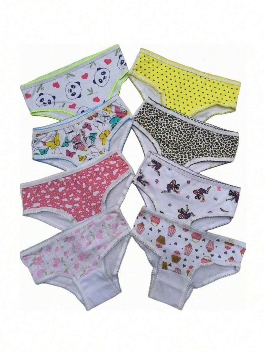 Kit 12 Units Children's Panties Baby Panties Girl's Panties 1 To 11 Years Old Cotton Cotton Panties Children's Trousseau - Nhiều màu - Xem 1