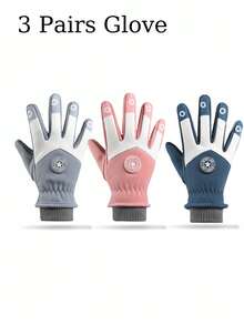 1 双儿童冬季户外骑行手套，舒适保暖，多功能，适合冬季骑行、户外运动、登山、日常穿着 - 彩色 - 查看 1