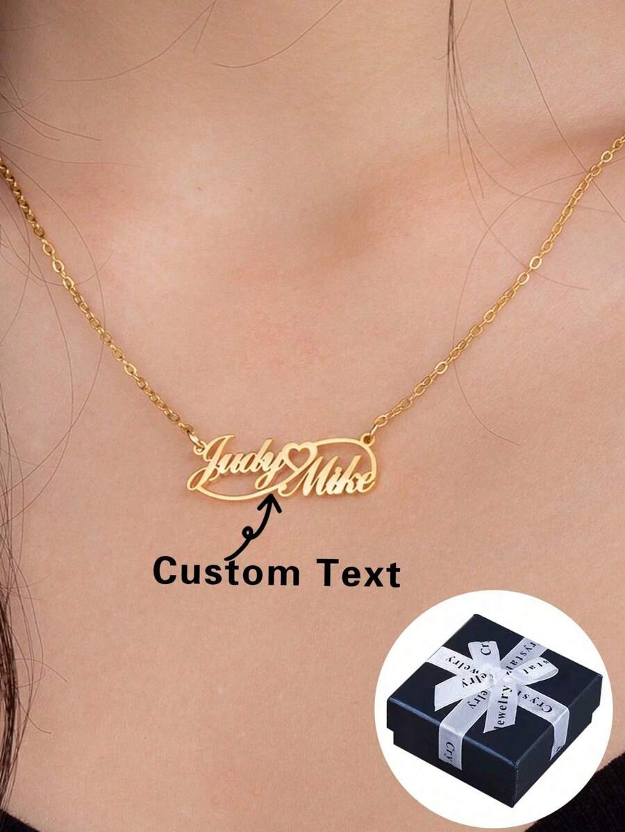 قلادة اسم مصنوعة من الفولاذ المقاوم للصدأ ، قلادة مخصصة للأزواج / أفضل الأصدقاء / عيد الأم ، هدية مثالية لعيد الحب ، هالوين ، عودة إلى المدرسة ، أفكار هدايا شتوية للفتى والفتاة في عيد الحب