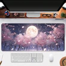 Sakura Moon Anime-Themed Mouse Pad, Large Office Desk Pad, Gaming Keyboard Pad, Multiple Sizes Available, Extra-Large And Thick, Anti-Slip , Precision Stitching, Washable, Easy To Care For, Suitable For Home Use, Office Work, And Writing Desks,Mousepad Back To School Gaming Mouse Pad Desk Accessories Office Supplies Office Desk Accessories Mouse Pad For Desk - Moon Cherry Blossom - View 2
