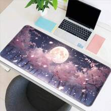 Sakura Moon Anime-Themed Mouse Pad, Large Office Desk Pad, Gaming Keyboard Pad, Multiple Sizes Available, Extra-Large And Thick, Anti-Slip , Precision Stitching, Washable, Easy To Care For, Suitable For Home Use, Office Work, And Writing Desks,Mousepad Back To School Gaming Mouse Pad Desk Accessories Office Supplies Office Desk Accessories Mouse Pad For Desk - Moon Cherry Blossom - View 3