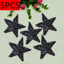 5pcs 4cm Shiny Star-Shaped Rhinestone Colorful Pentagram Diamond Stickers, Hot-Melt Resin Rhinestone Pattern Patches, DIY Shoes Bags Clothes Hot-Stamping Decorative Stickers - Silver - View 11