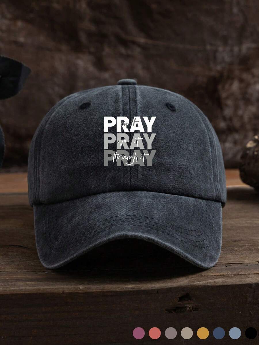 1 件男女通用户外休闲时尚字母印花柔软透气防晒水洗复古棒球帽，适合日常佩戴 - 水洗棒球帽 - 查看 1