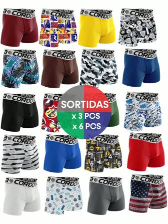  6 Cuecas Boxer Cordoba Estampadas em Microfibra de Alta Qualidade