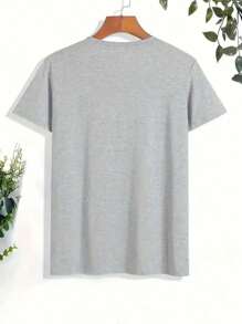 Men's T-Shirt Letters 100% Cotton Shirt New Arrival Premium Mesh Casual Versatile - Màu Xám nhạt - Xem 2