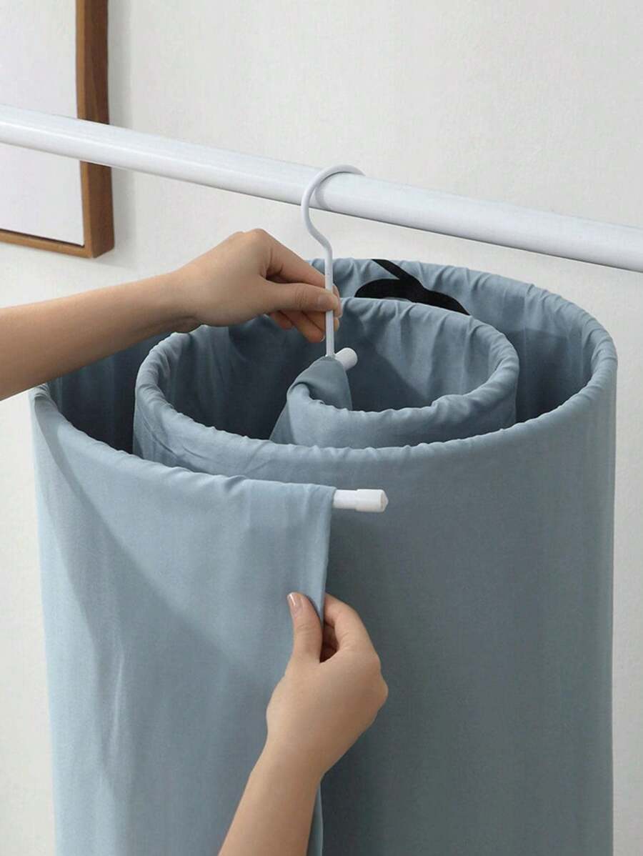 1pc Solid Color Hanging Bed Sheet Drying Rack - Silver - View 1