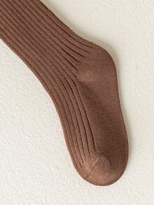 1 双女童美利奴羊毛罗纹及膝袜，秋冬款，尺码 2-3 岁、3-8 岁、8-12 岁 - 咖啡棕 - 查看 8