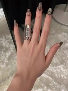 Punk Hip Hop Armored Couple Rings, Multi-Layer Adjustable Saturn Shaped Open Band Rings,