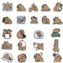 Set de 62 pegatinas de dibujos animados de Capibara aptas para botellas de agua, bolsas de regalo, cuadernos, tabletas, decoración de autos, decoración DIY de teléfonos, decoración de muebles, Navidad, Halloween, decoración de fiestas, regalos de vacaciones (color y patrón aleatorios)