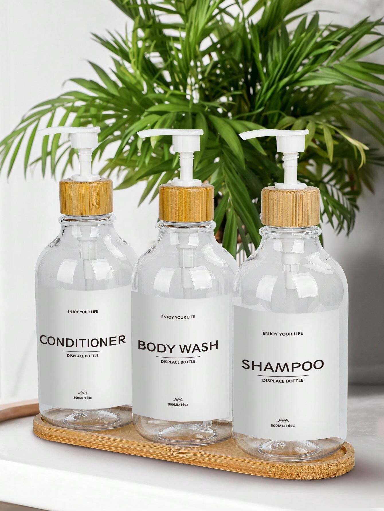 3pcs 16oz Refillable Shampoo And Conditioner Dispenser Bottles Set Of