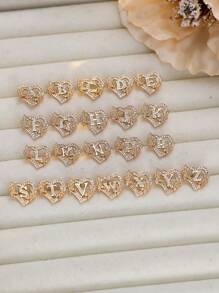 Tsnamer 1 对心形首字母耳钉，适合女孩女士，心形雕刻 26 个字母 A-Z 个性化名字花耳环，适合日常情人节母亲节珠宝生日礼物情人节、妈妈、母亲、母亲节、礼物 - 耳環 - 查看 5