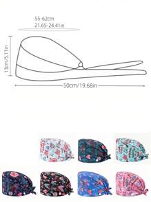 1 pieza Gorro de enfermera con estampado de carta de amor de poliéster para mujeres, antibacteriano y antipolvo, diseño de correa elástica ajustable, banda transpirable interior, gancho para la mascarilla, adecuado para médicos, enfermeras, salón de belleza, veterinaria y trabajadores de limpieza