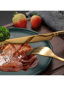 Cutlery Kit Dessert Spoon Gold Stainless Steel Fork Spoon Knife Table Spoon - 24_餐具套裝 - 查看 3