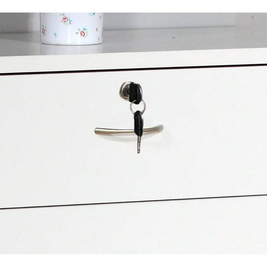 Five Drawer Chest Metal Handles Locking Top Drawer Metal Glide Rails