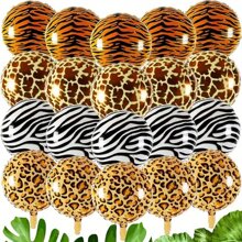 20pcs Animal Pattern Foil Balloons, 18 Inch Tiger, Leopard, Zebra, Deer Print Balloons For Jungle Animal Party Decor, Zoo Theme Birthday, & New Year Decoration Back To School Valentine's Day - Multicolor - View 2