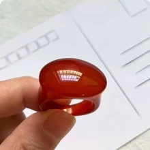 1 件天然水晶玛瑙宝石指环、石英宝石拇指环、个性化独特戒指、财富、运气、时尚男女珠宝、情侣戒指、订婚戒指、家庭礼物、圣诞节和各种节日派对礼品戒指、水晶礼品（礼盒）